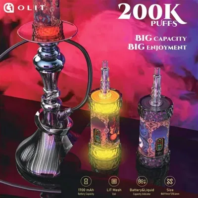 OLIT Hookalit Mega 200K: 超大容量電子水ギセル用の安定した出力システム-